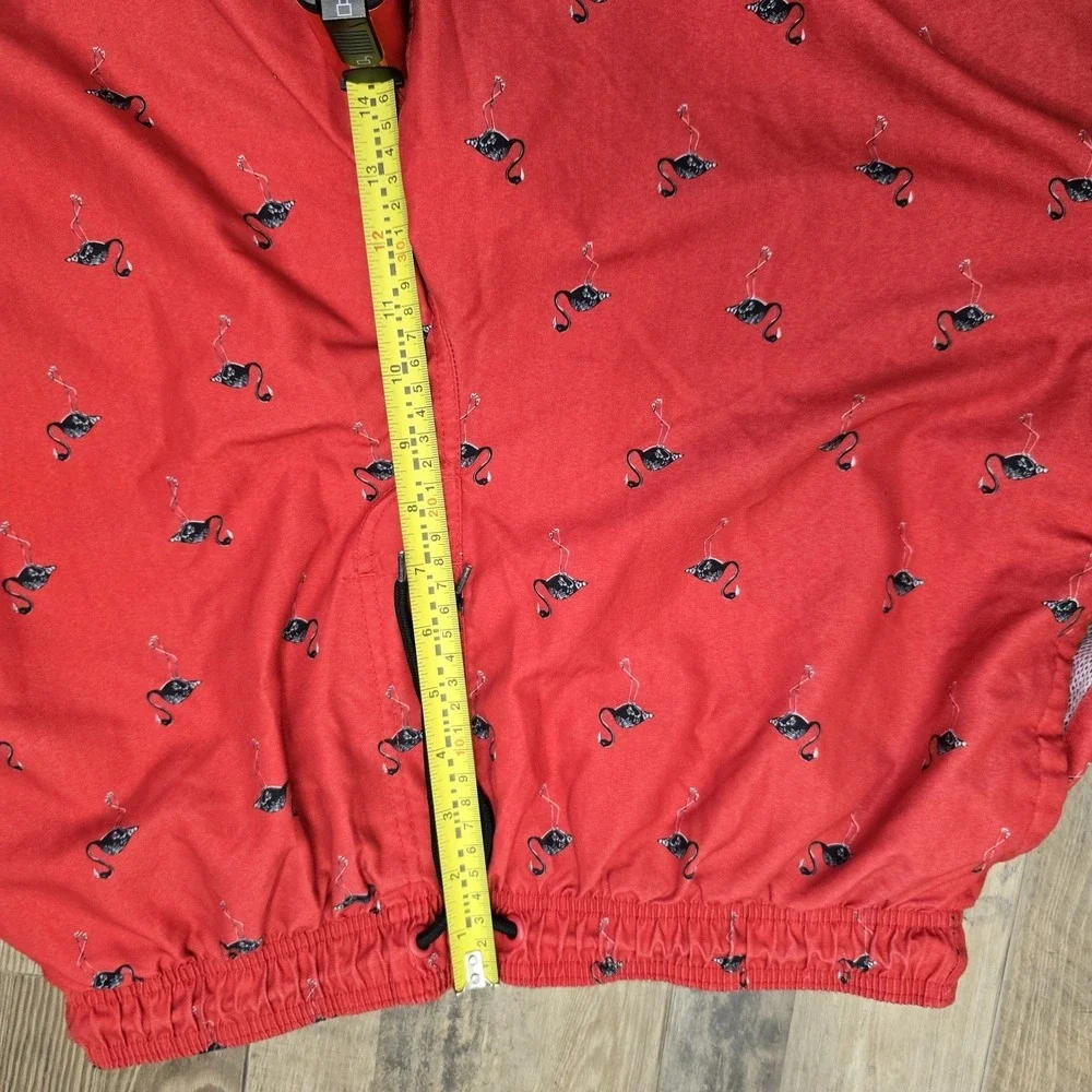 Rugby University Red w/ Cool Black Flamingo Print Swim Trunks Shorts Size Large‎